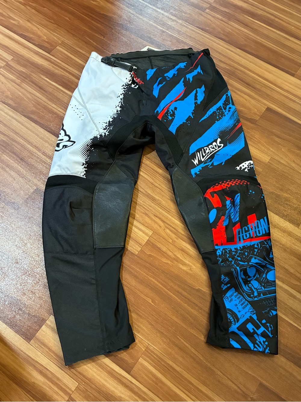 Men's Black Blue Graphic motorcross pants